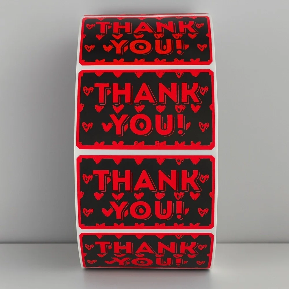 Thank You Stickers with Hearts – Cute Packaging Labels for Small Business Orders
